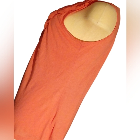 ELLE- Tank Top Blouse With Flowers A long V-Neck Line, Coral Color, Size Small, - Picture 6 of 12